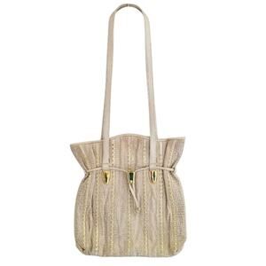 Mina Champagne Studded Leather Shoulder Bag